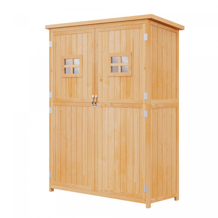 Outsunny 4'x1.5' Wooden Garden Storage Shed W/ Windows, Nature Wood