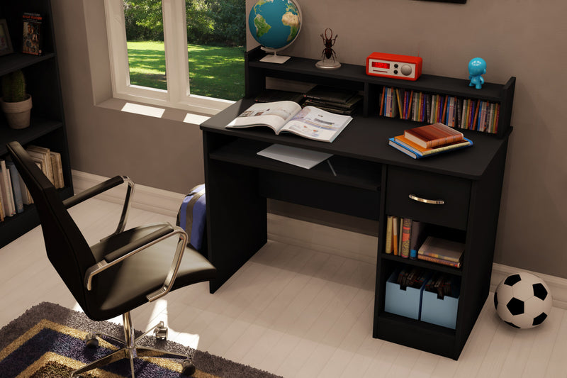 Axess Office Desk With Keyboard Tray And Drawer - Pure Black 
