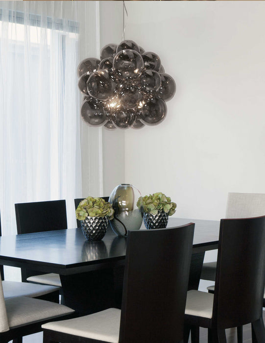 Dainolite Comet 6 Light Chandelier Polished Chrome Finish Smoked Glass Lamp