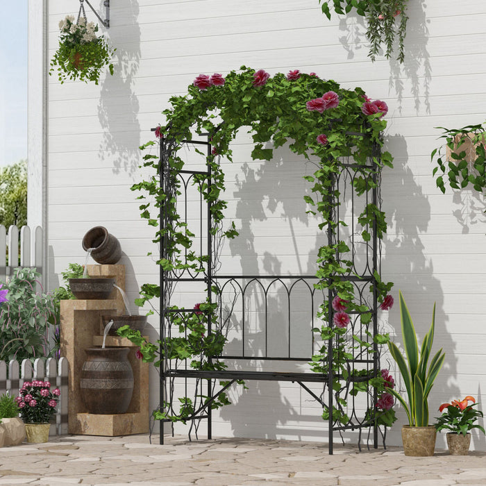 Outsunny 80\" Tall Fairy Garden Arbor Arch With Bench