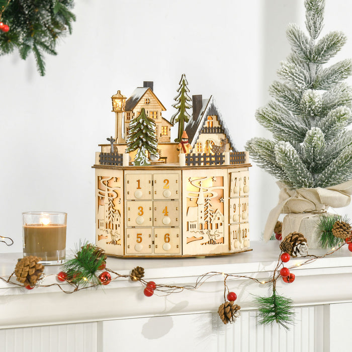 Homcom Christmas Advent Calendar With Countdown Drawers For Kids And Adults