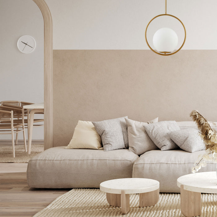 Dainolite Adrienna 15.75\" 1 Light Pendant Aged Brass Finish White Opal Glass Lamp