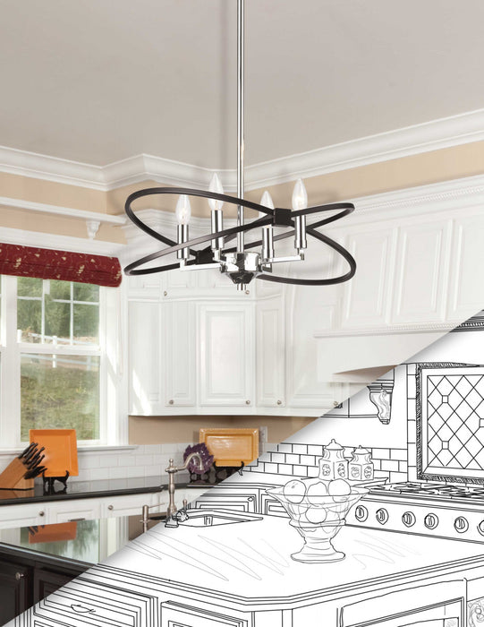 Dainolite Paloma 4 Light Chandelier Polished Chrome And Matte Black Finish Lamp