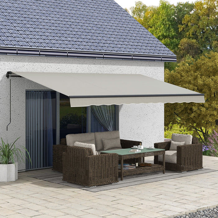 Outsunny 15' X 10' Patio Retractable Awning Sunshade Shelter, Light Grey