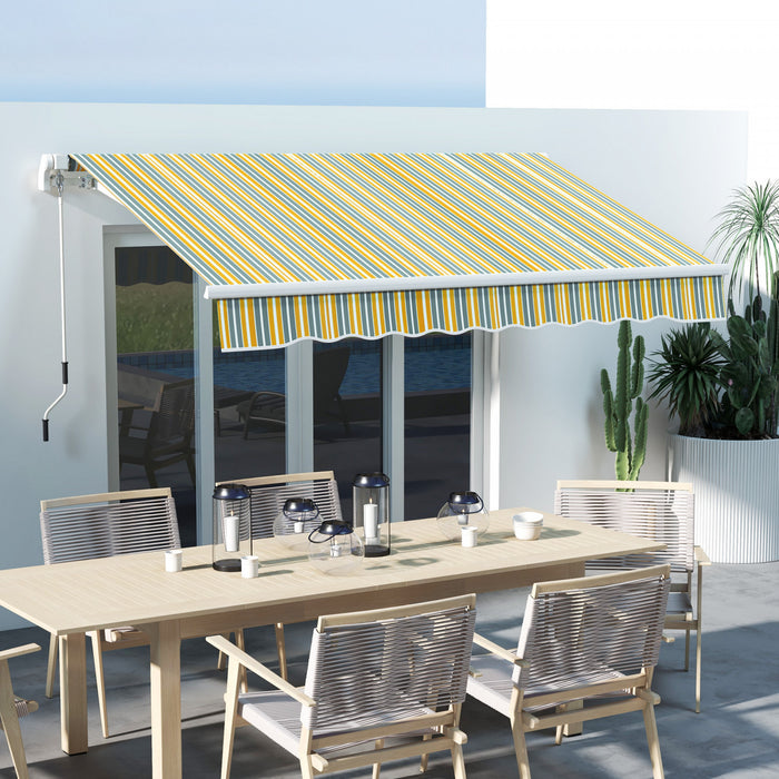 Outsunny 10' X 8' Retractable Awning With Led Lights, Uv40+, Yellow/grey