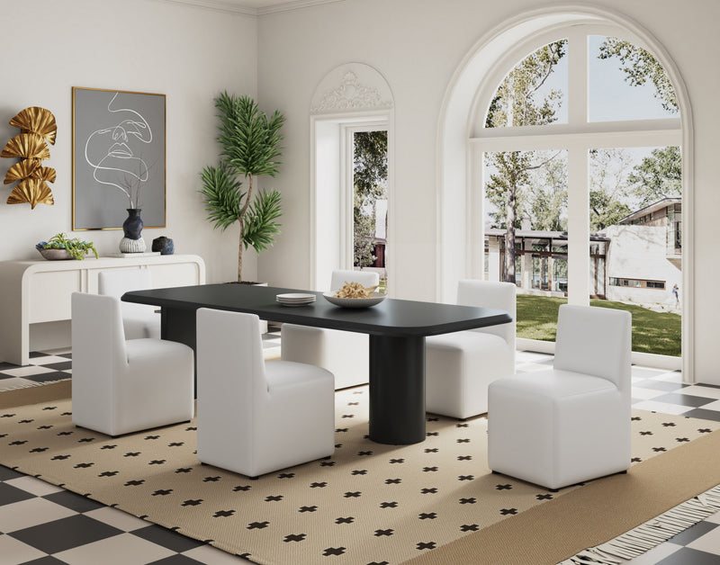 Anna Square Modern Vegan Leather Dining Chair in White - Set of 2