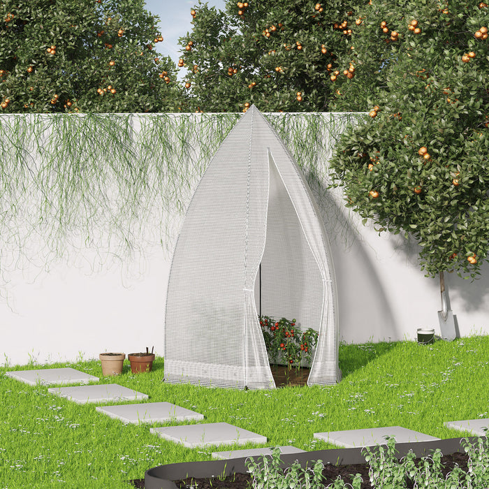 Outsunny 55\" X 55\" X 71\" Greenhouse Portable Hot House For Plants With Zippered Door For Outdoor, Garden, Patio, White