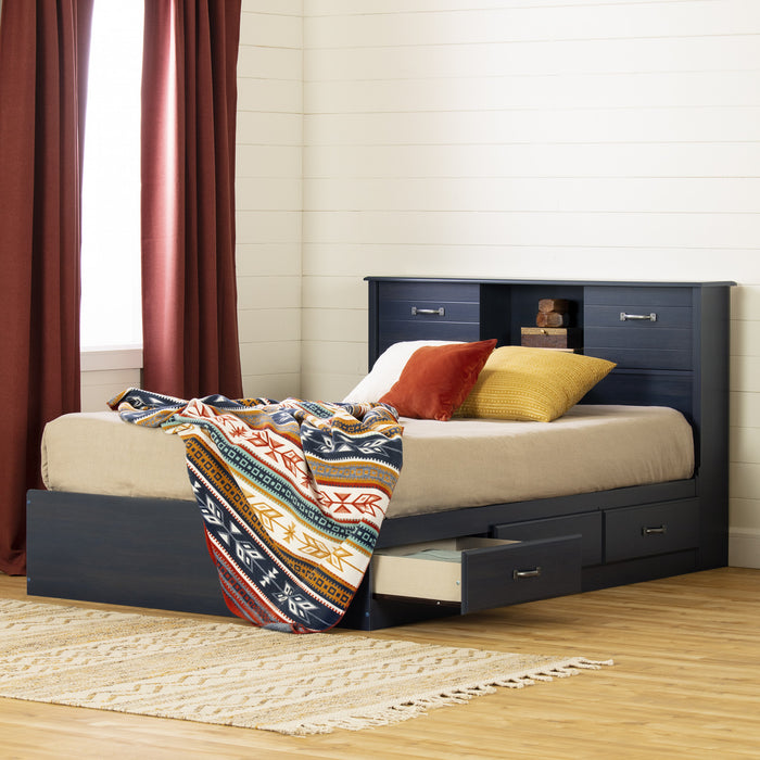 Ulysses Storage Bed And Bookcase Headboard Set Blueberry - South Shore