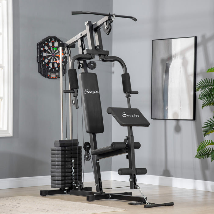 Soozier Home Gym Equipment Weight Training Machine, Multifunction Workout Machine With 143lbs Weight Stack For Full Body Workout And Strength Training