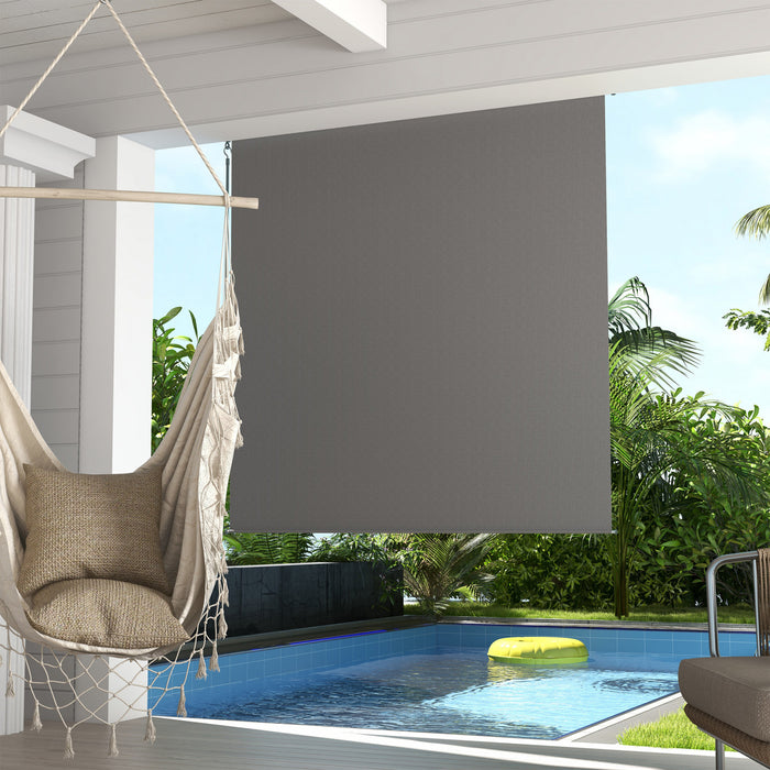 Outsunny Outdoor Roller Shade, 6' X 6' Patio Door Blinds, Light Grey