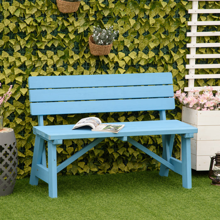 Outsunny Wooden Garden Bench For Outdoor, Blue