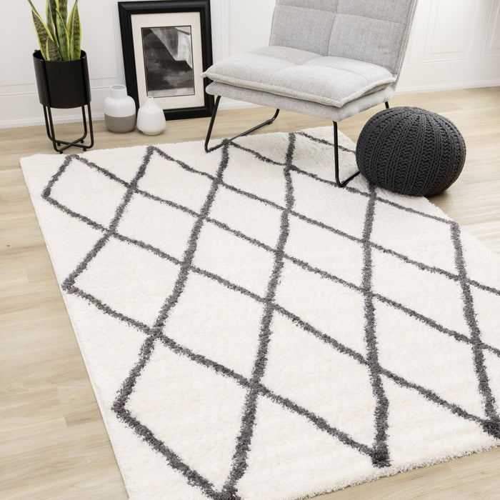 Fairmont White Grey Trellis Rug, 5'3\" x 7'7\" Indoor Area Rug
