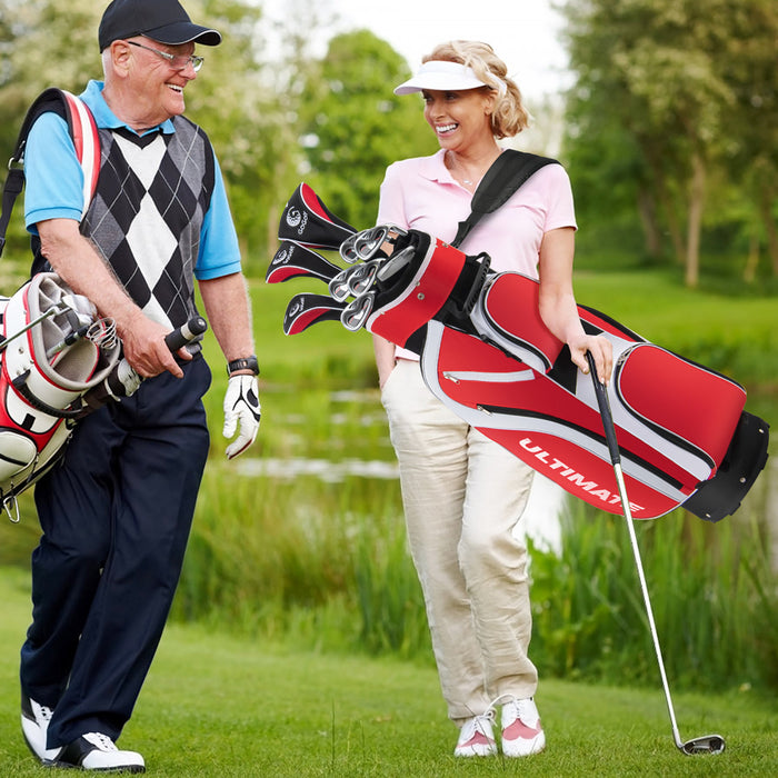 Ladies Womens Complete Golf Clubs Set 10 Pieces Includes Alloy Driver Red