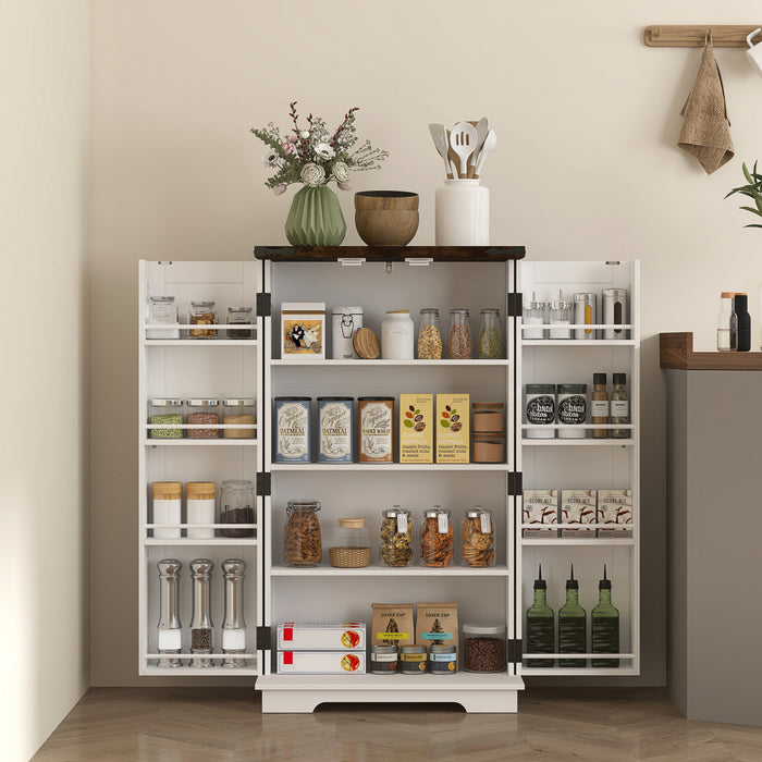 HOMCOM Kitchen Pantry Cabinet Storage Cabinet with Adjustable Shelves White