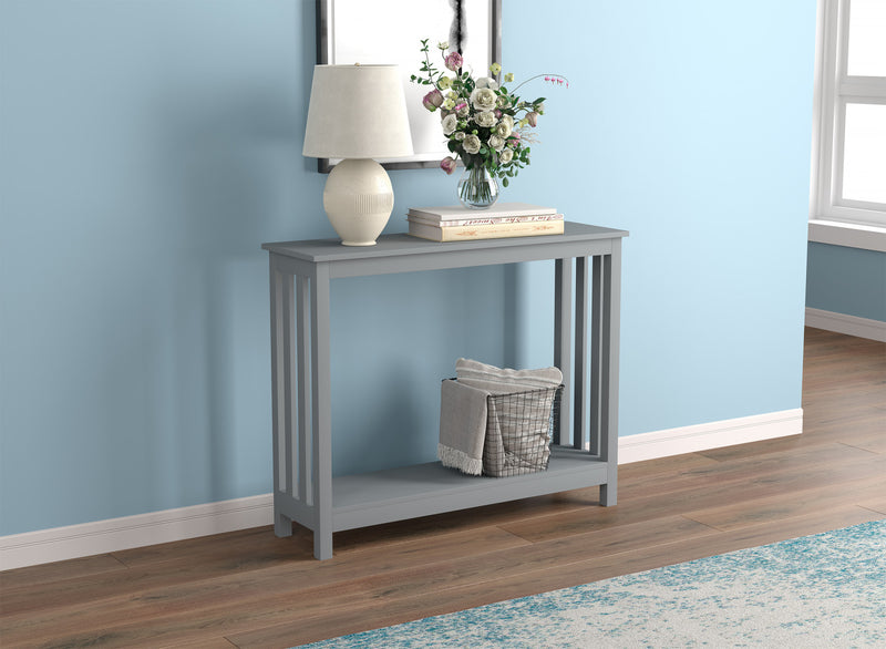 39” Console Table With One Shelf - Light Grey