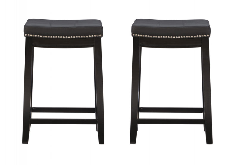 Claridge Faux Leather Black Backless Counter-Height Stool - Set of 2