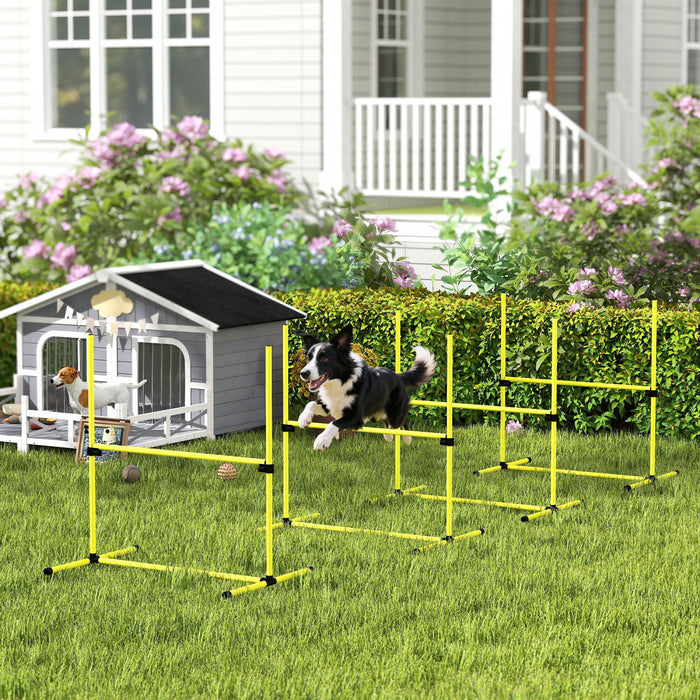 Pawhut 39\"L Dog Agility Training Equipment for Large Medium Small Dog, 6 PCS Adjustable Height Hurdles for Agility Training, Obstacle Course Starter Kit, 6KG Net Wight, Yellow