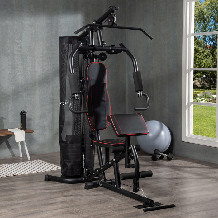 Soozier Home Gym, Multifunction Gym Equipment Power Tower With 100lbs Weight Stack For Back, Chest, Arm, Leg And Full Body Workout