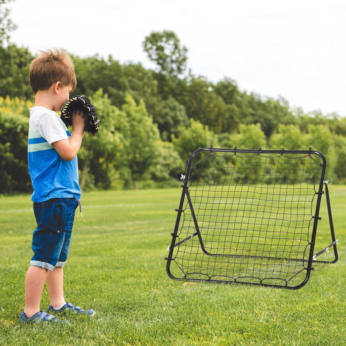 Homcom Rebounder Net Football Training Aid Kickback Target Play Black