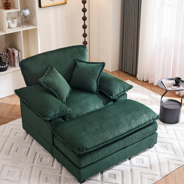 Liam 46.9\" Modern indoor corduroy sofa with 2 soft cushions ,Green Sofa
