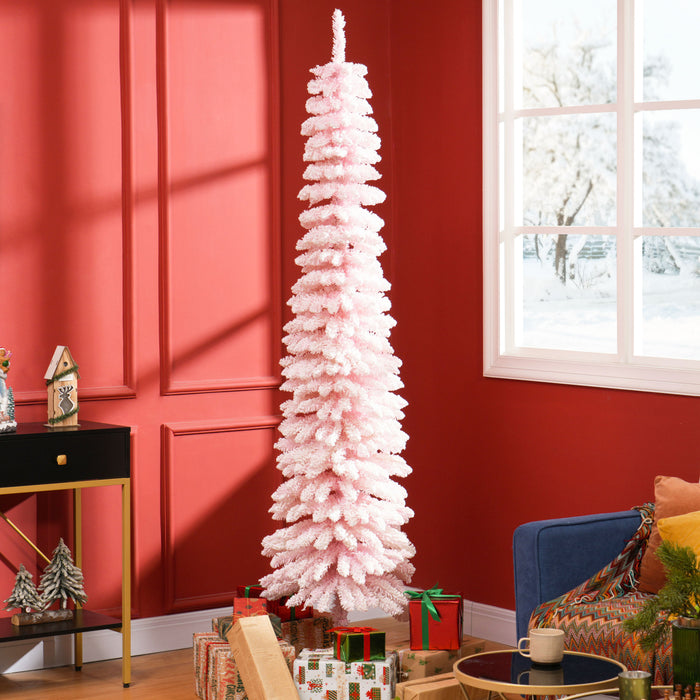 HOMCOM 7' Artificial Christmas Tree with Realistic Branches Pink