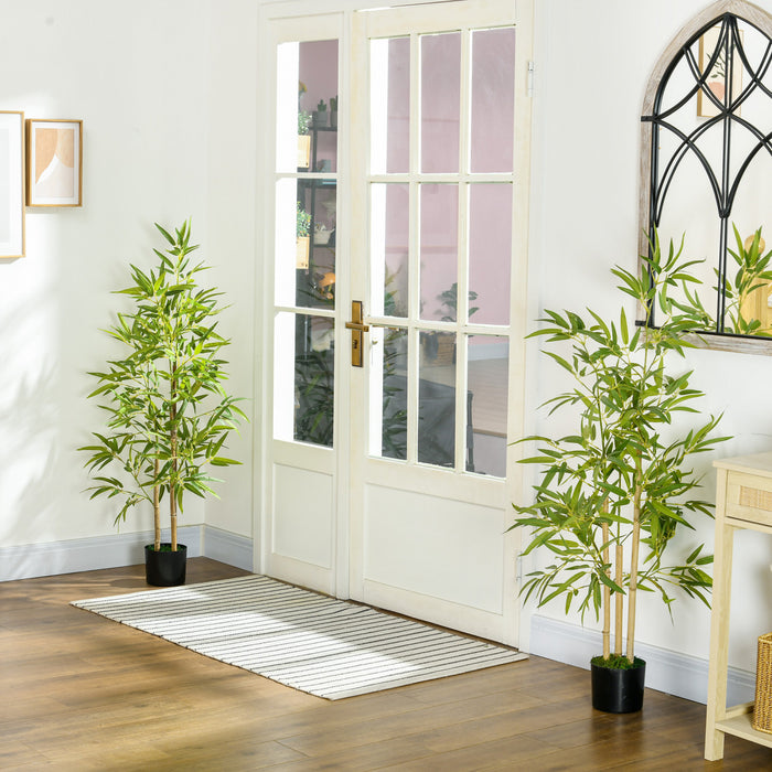 HOMCOM 2 Piece 4ft Artificial Tree Bamboo for Indoor Home Decor