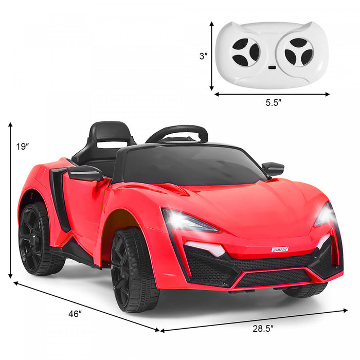 Costway 12v Kids Ride On Car 2.4g Rc Electric Vehicle W/ Lights Mp3 Openable Doors Red