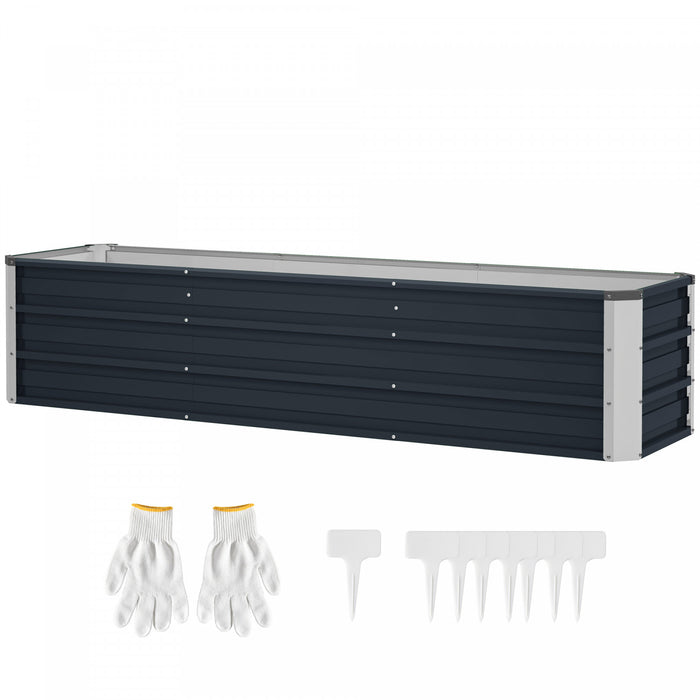 Outsunny 6' x 1.5' x 1.3' Galvanized Raised Garden Bed, Elevated Large Metal Planter Box w/ Install Gloves for Backyard, Patio to Grow Vegetables, Herbs, and Flowers, Dark Grey