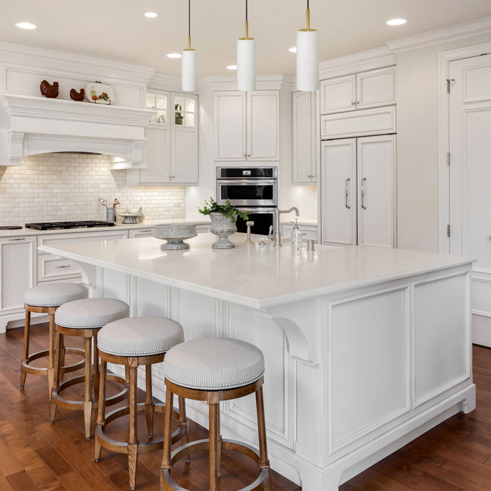 Dainolite Paza 1 Light Pendant Aged Brass Finish White Glass Lamp