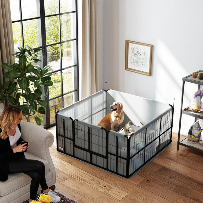 Pawhut Whelping Box For Dogs And Puppies, 48\" X 48\" X 23.5\", Puppy Playpen With 600d Windproof Oxford Fabric Cloth, Washable Pee Pad, Pet Playpen With Door, For Medium & Large Dogs