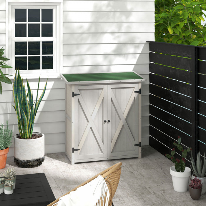 Outsunny Wooden Garden Storage Shed Tool Cabinet Organizer W/ Asphalt Roof