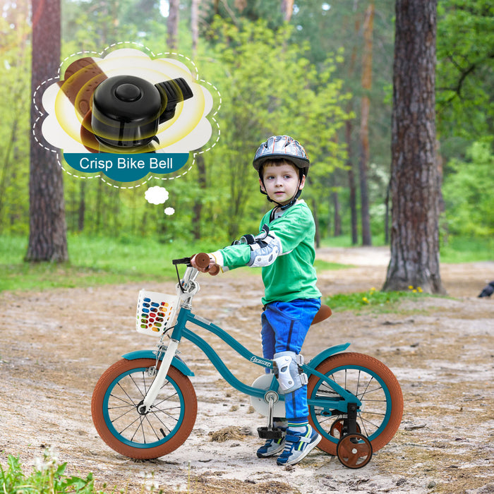 Costway 14\" Kid's Bike With Removable Training Wheels & Basket For 3-5 Years Old Blue