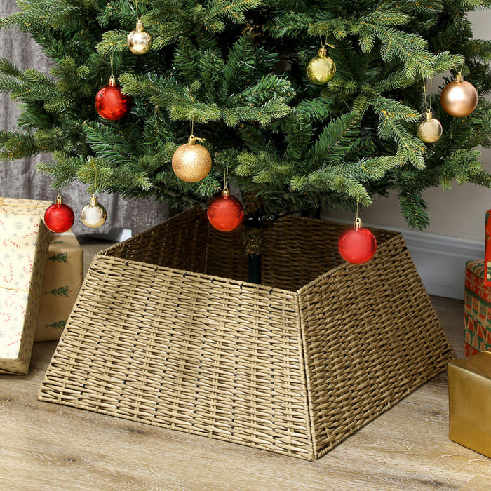 HOMCOM Rustic Christmas Tree Collar, Plastic Tree Base Cover