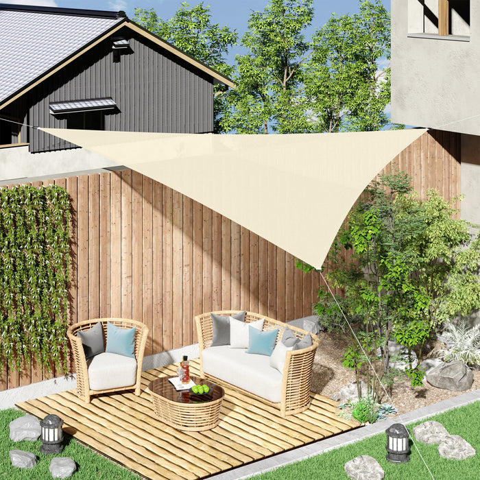 Outsunny Triangle 10' X 10' X 10' Outdoor Sun Shade Sail For Patio, Cream