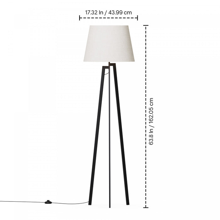 64\" Black Architectural Tripod Floor Lamp with Textured Shade