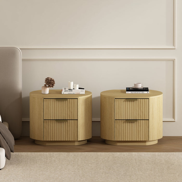 Olivia Manhattan Modern 27\" Nightstand in Natural Oak (2-Drawer) - Set of 2