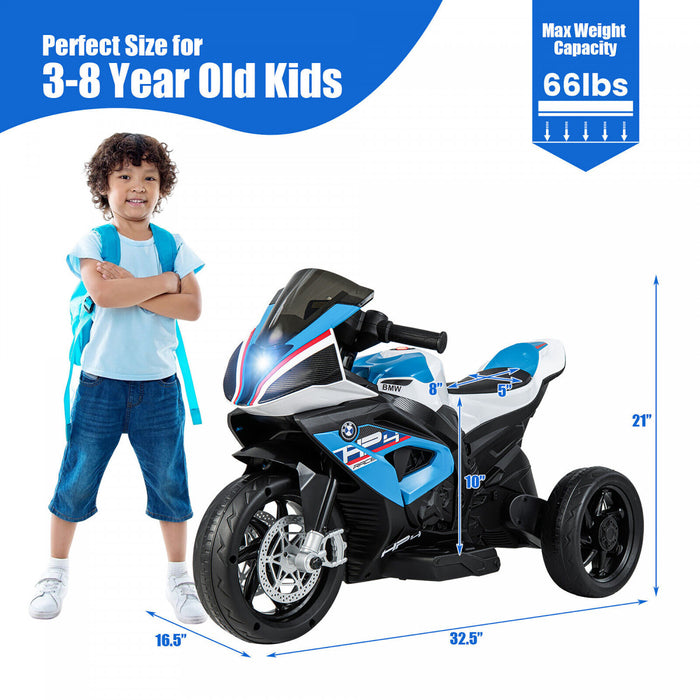 12v Kids Ride On Motorcycle Licensed Bmw 3 Wheels Electric Toy W/ Light & Music Blue