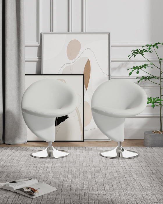 Curl Modern Wool Blend Swivel Lounge Chair in Cream - Set of 2
