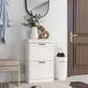 HOMCOM Narrow Shoe Cabinet for Entryway with Flip Drawers Adjustable Shelf