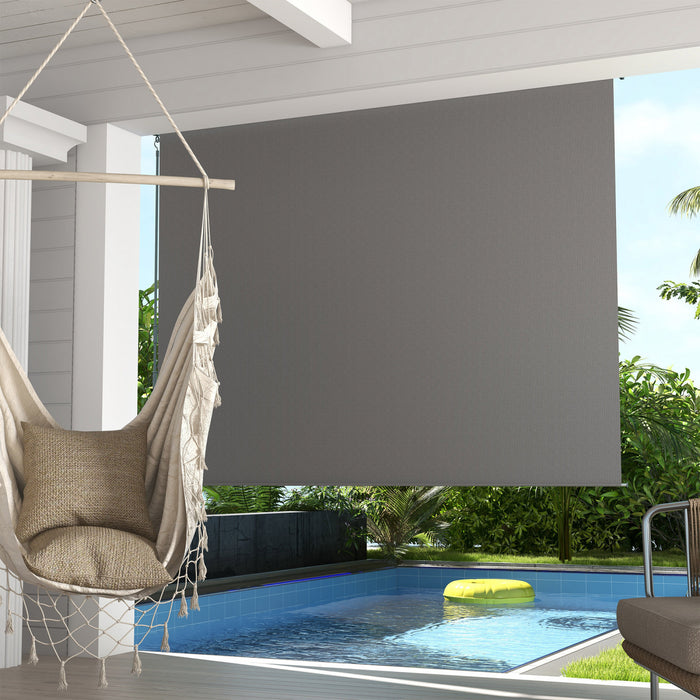 Outsunny Outdoor Roller Shade, 8' X 6' Patio Door Blinds, Light Grey