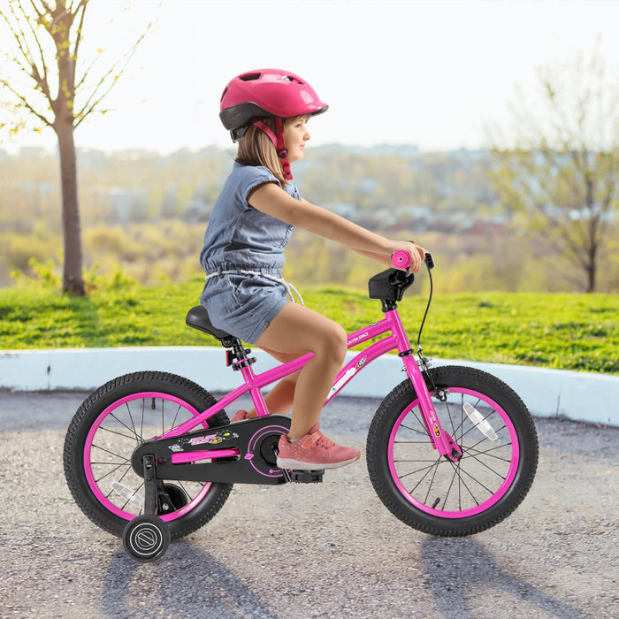 Costway 16-inch Kid's Bike For 4-7 Years Old With Adjustable Saddle & Anti-slip Handlebar Pink