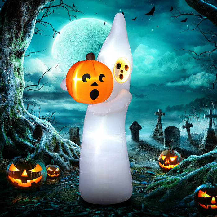 Outsunny 8ft Inflatable Halloween Ghost With Mirror Face, Led Yard Display