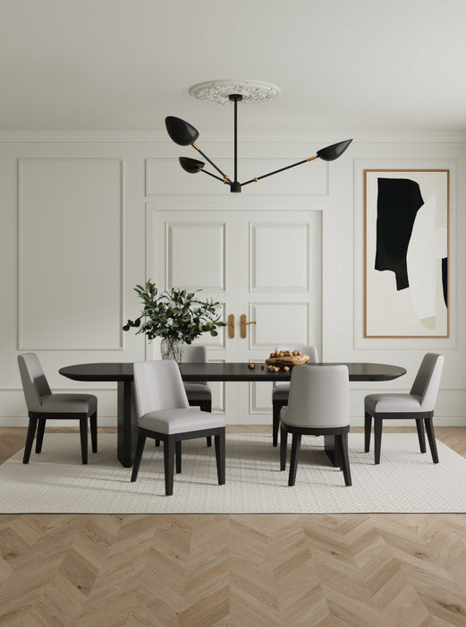 Gansevoort Modern Wood Vegan Leather Dining Chair in Light Gray - Set of 4