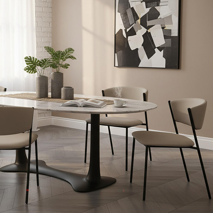 Drift Contemporary Modern Vegan Leather Metal Side Chair in Stone Gray - Set of 4