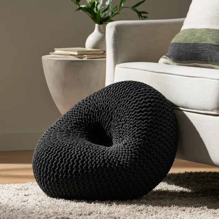 Murphy Upholstered Pouf,100% Cotton - Black