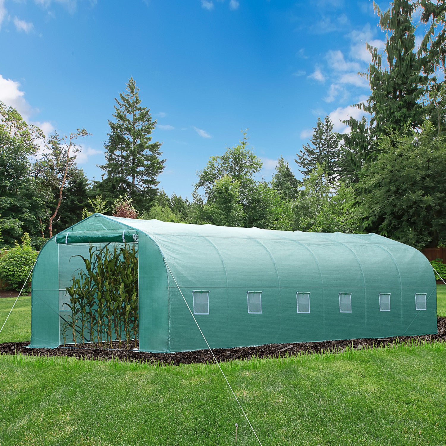 outsunny grow tent Outsunny 26'l X 10'w X 6.8' H Large Steeple Walk-in Greenhouse Outd