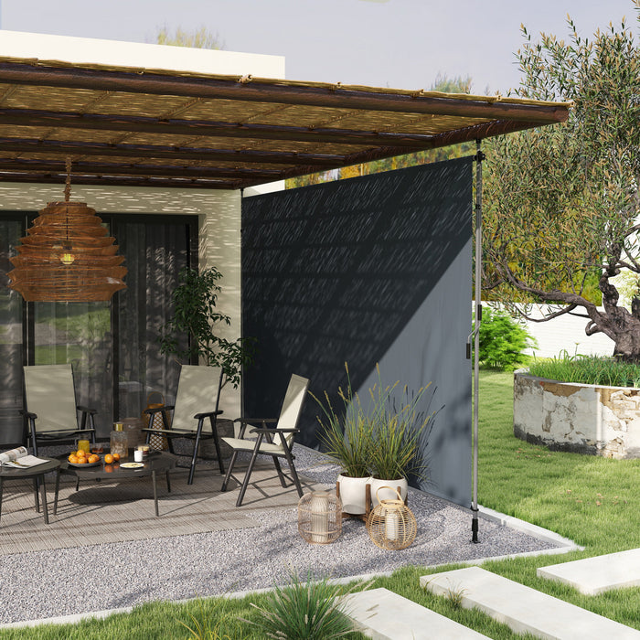 Outsunny Retractable Patio Awning, Outdoor Privacy Screen, Dark Grey