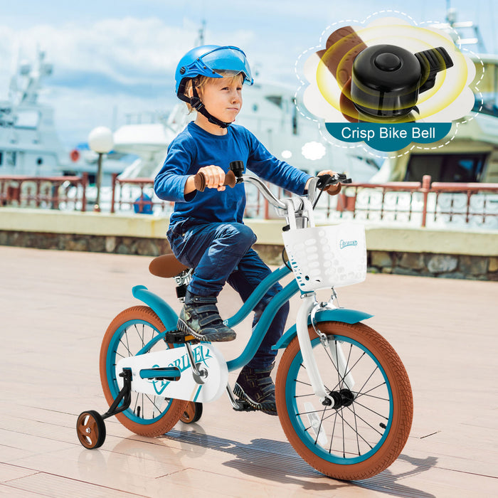 Costway 16\" Kids Bike Toddler Adjustable Bicycle Withtraining Wheel For 4-7 Years Old