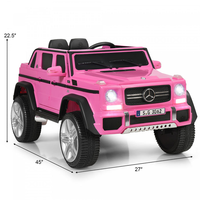 12v Licensed Mercedes-benz Kids Ride On Car Rc Motorized Vehicles W/ Trunk Pink