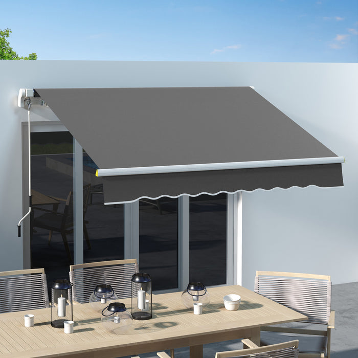 Outsunny 8' X 6.5' Retractable Awning With Led Lights, Uv40+, Dark Grey